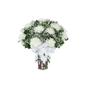 Send White Carnations in Vase to Bangladesh