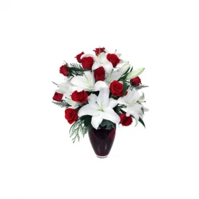 Send Red Roses & Lilies in a vase to Bangladesh