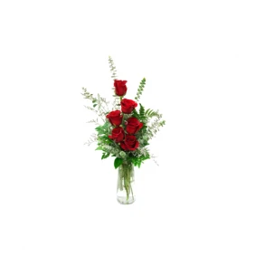 Send Imported 6 pcs Red Roses in a Vase to Bangladesh